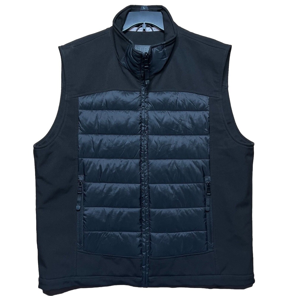 Vintage Y2K Guess Puffer Vest Mens XL Black - Preowned‎